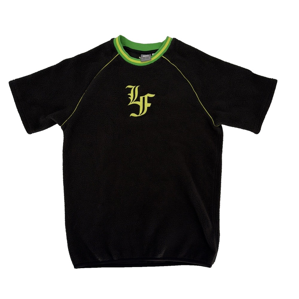 Puma LaFrance Hoops X Black Sherpa Fleece Tee W/ Green Yellow Stripes Size S